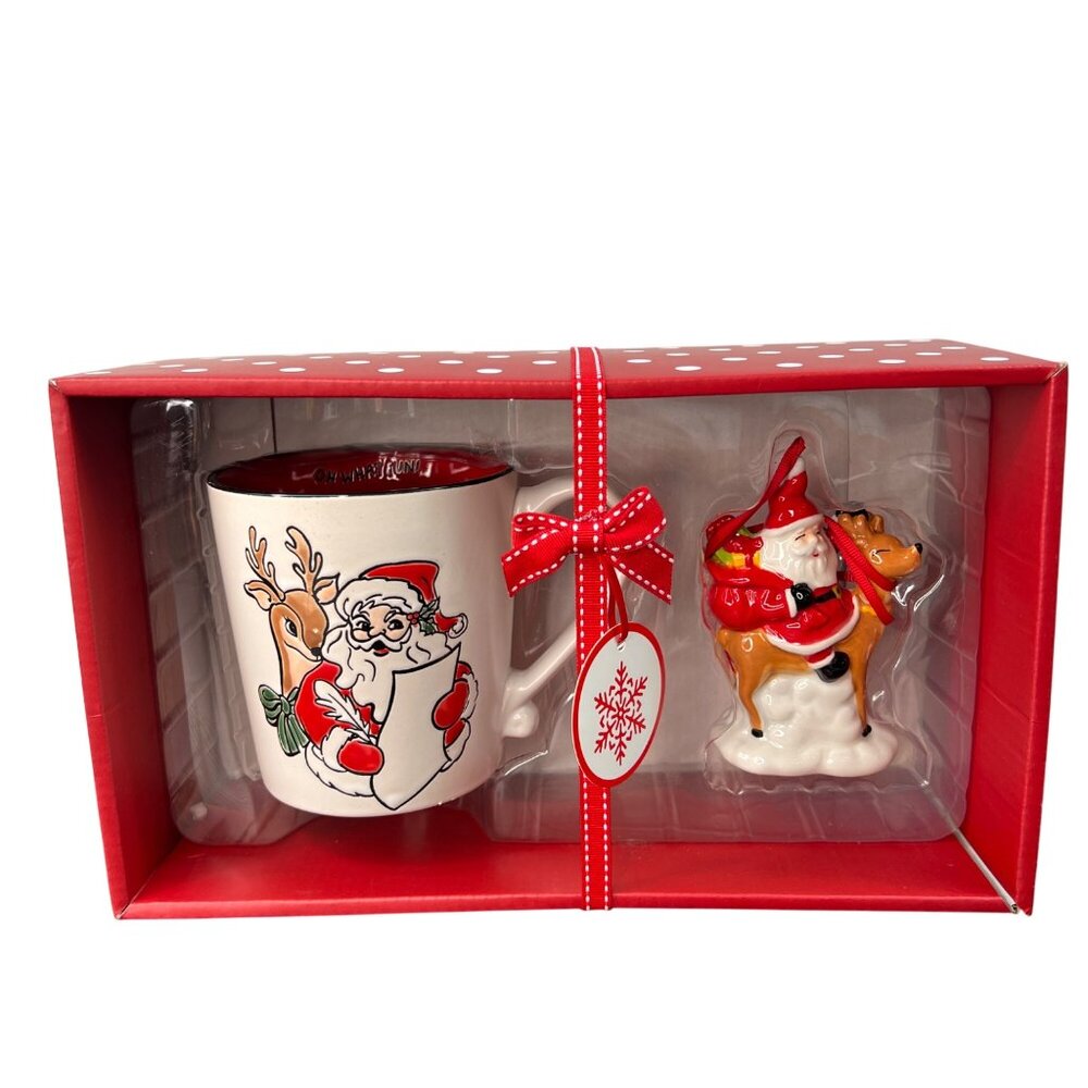 Spectrum Designz Oh What Fun Mug & Ornament Gift Set Santa Reindeer NIB